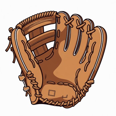 Brown baseball glove illustration