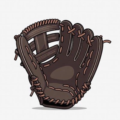 Brown Baseball Glove Illustration
