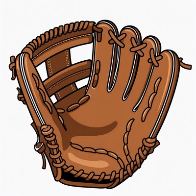 Brown baseball glove illustration