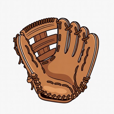 Brown baseball glove illustration