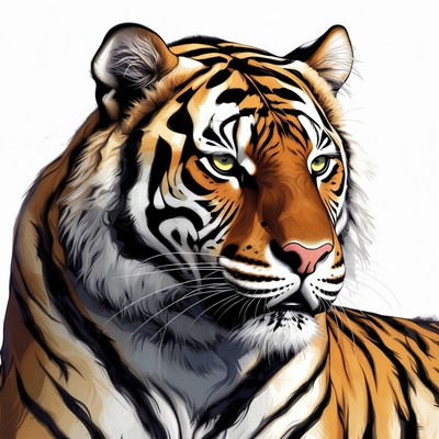 Tiger head close-up illustration
