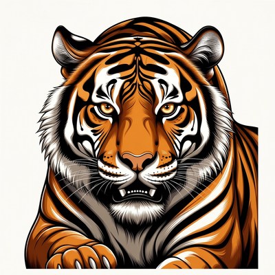 Roaring tiger head illustration
