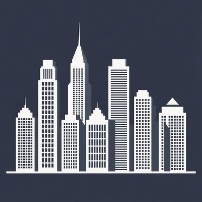 Silhouette skyline city buildings