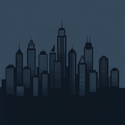 Dark Silhouette City Skyline