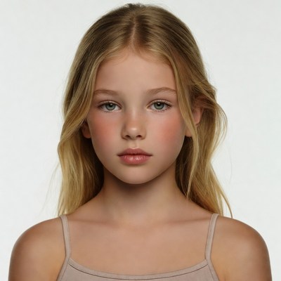 Blonde girl with green eyes