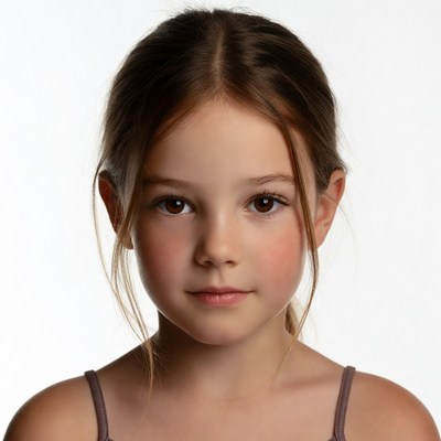 Young girl with brown hair smiling