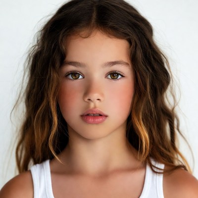 Young girl with wavy brown hair