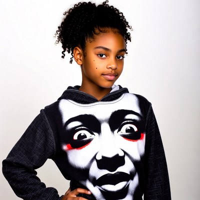 African-American girl in graphic hoodie