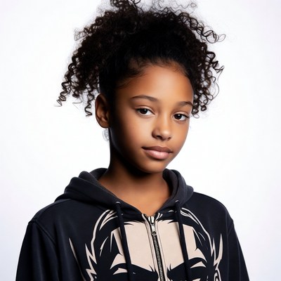 African-American girl in hoodie