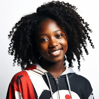 Smiling African-American girl with curly hair