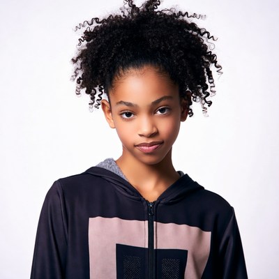 African-American girl with curly hair