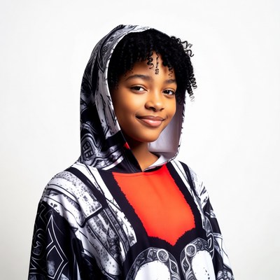 African-American girl in black hoodie
