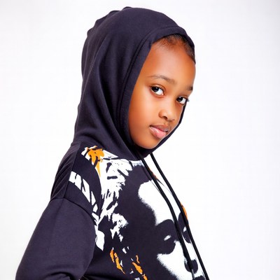 Black girl in hoodie profile view