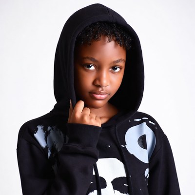 African-American girl in black hoodie