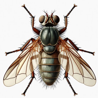 Detailed illustration of housefly