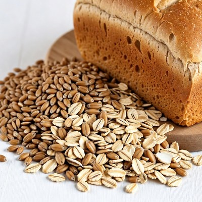 Fresh bread with wheat grains