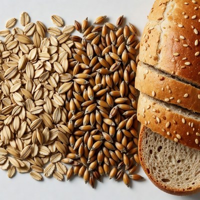 Oats, Wheat Grains, and Sliced Bread