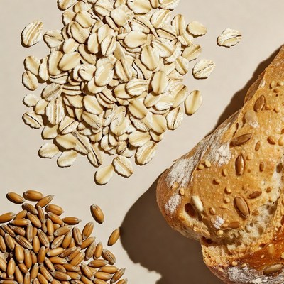 Oats, Wheat Grains, and Bread Loaf