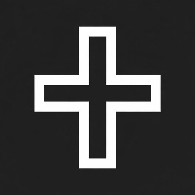 White Cross on Black Background