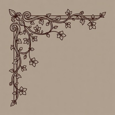 Ornate Floral Vine Corner Border