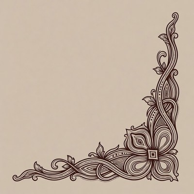 Floral Vine Corner Border Illustration