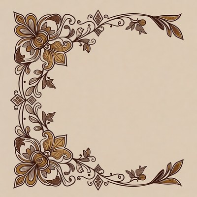 Ornate Floral Corner Border Design