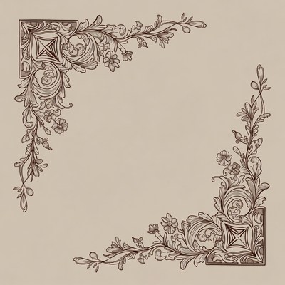 Ornate Floral Corner Border Design