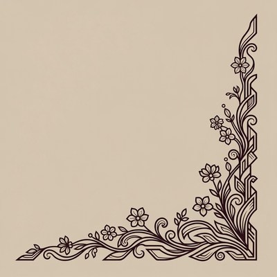 Floral Vine Corner Border Illustration
