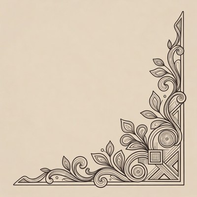 Ornate Floral Corner Border Illustration