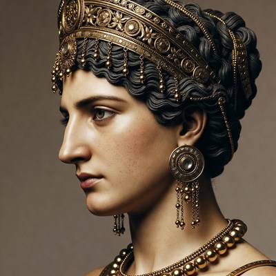Ancient Greek Woman in Gold Headdress