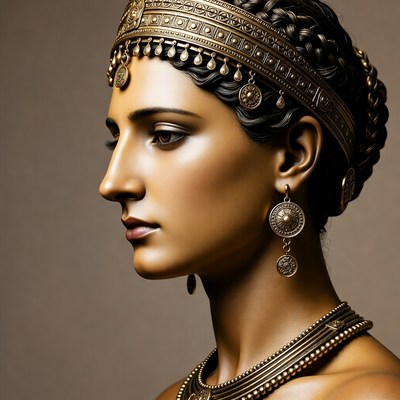 Profile of Woman in Gold Ancient Jewelry