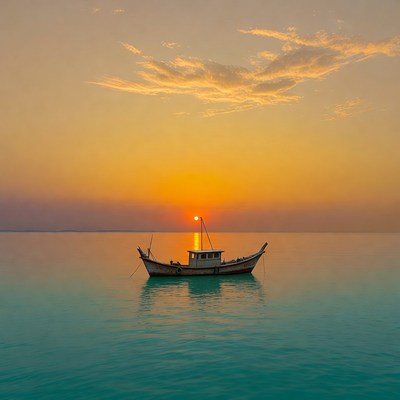 Traditional Dhow Boat at Sunset