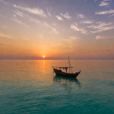 Traditional Dhow Boat at Sunset