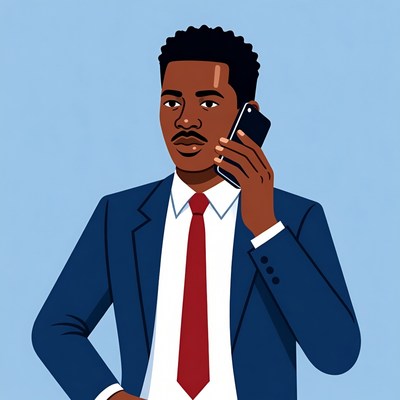 African-American man talking on phone
