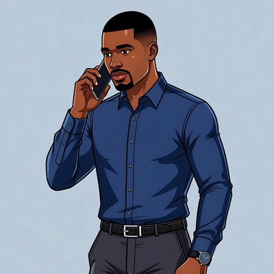 African-American man talking on phone