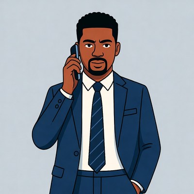 African-American man talking on phone