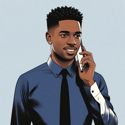 African-American man talking on phone