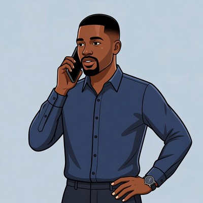 African-American man talking on phone