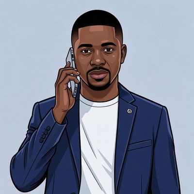 African-American man talking on phone