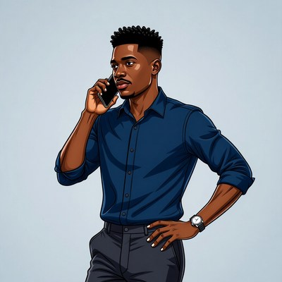 African-American man talking on phone