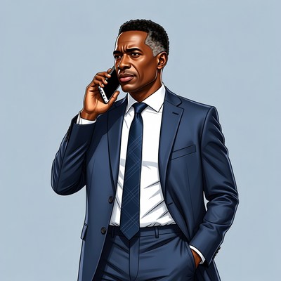 African-American man talking on phone