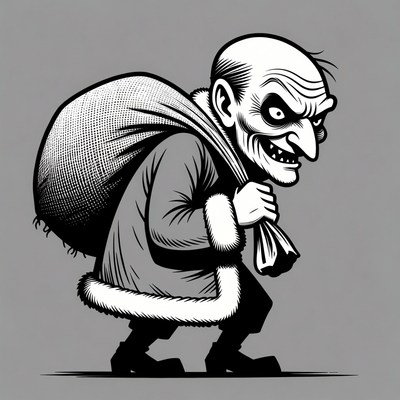 Creepy Santa Claus carrying sack