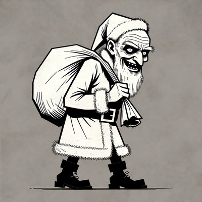 Creepy Santa Claus carrying sack