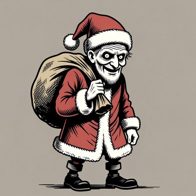 Creepy Santa Claus with sack