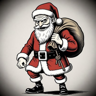 Angry Santa Claus with sack