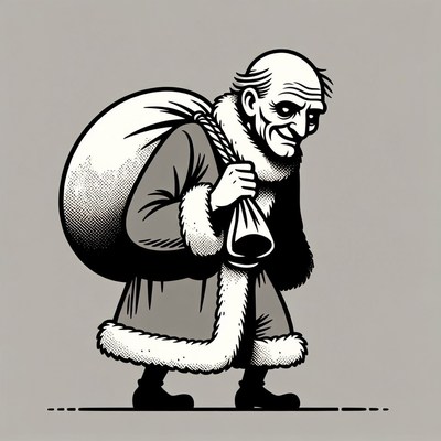 Creepy Santa Claus carrying sack