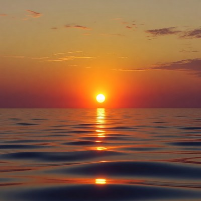 Sunset over calm ocean water