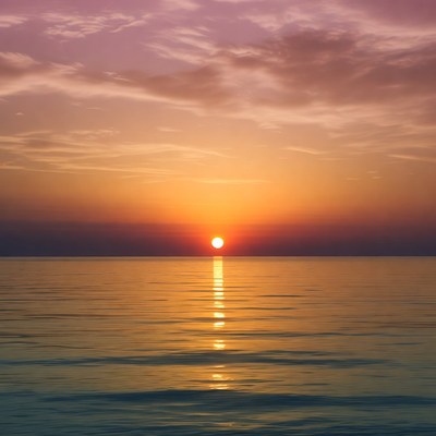 Sunset over calm ocean
