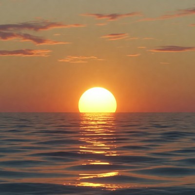 Sunset over calm ocean