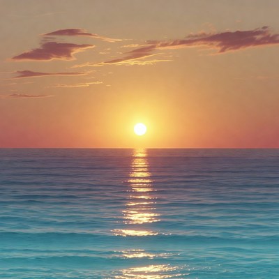 Sunset over ocean with sun path